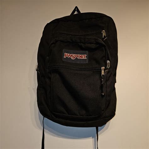 JANSPORT BACKPACK BLACK POLYESTER DOUBLE POCKET... - Depop