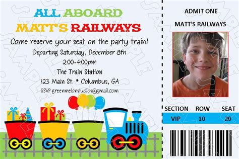 Train Ticket Birthday Party Printable Invitations Any Colors - Etsy