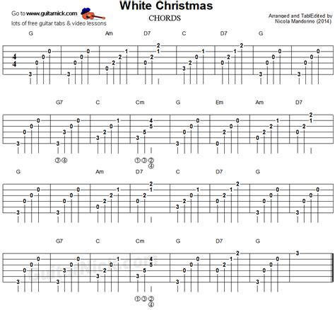 WHITE CHRISTMAS Guitar Chords Tab: GuitarNick.com