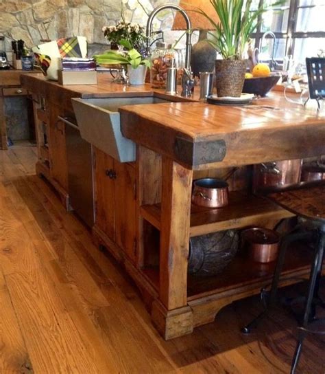 Pin on Kitchen Ideas | Rustic kitchen island, Kitchen island with sink ...