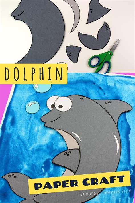 Cute Paper Dolphin Craft with Free Printable Template!