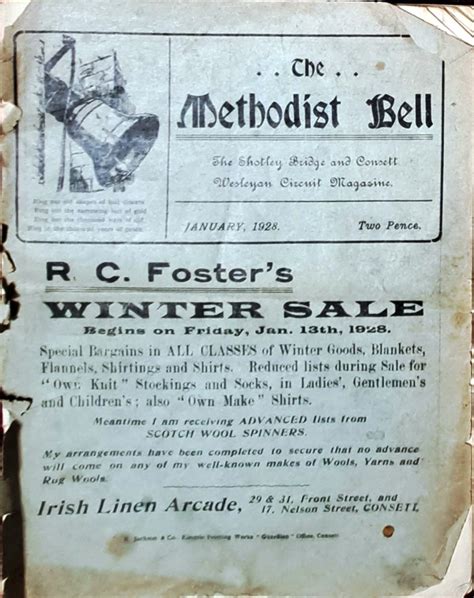 The Methodist Bell, Shotley Bridge & Consett Wesleyan Circuit Magazine, Jan 1928 – Shotley ...