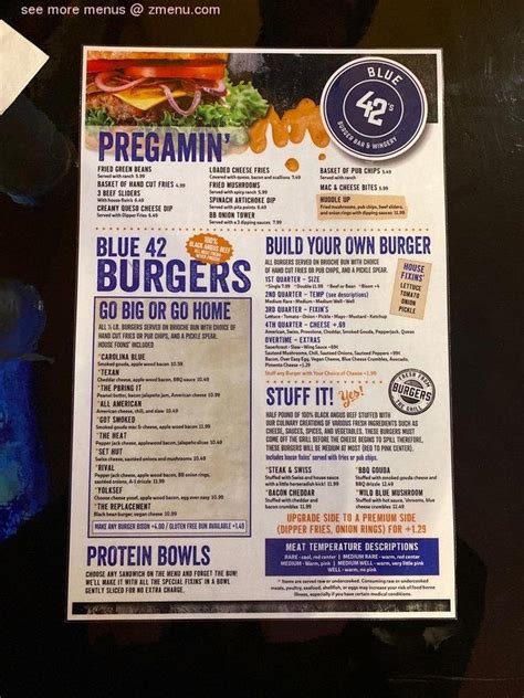 Online Menu of Blue 42s Burger Bar Restaurant, Morganton, North Carolina, 28655 - Zmenu