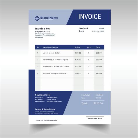 product invoice template design 6297063 Vector Art at Vecteezy