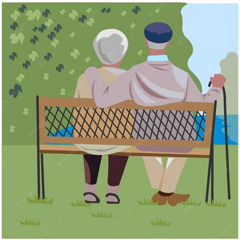 Premium Vector | A drawing of a couple sitting on a bench