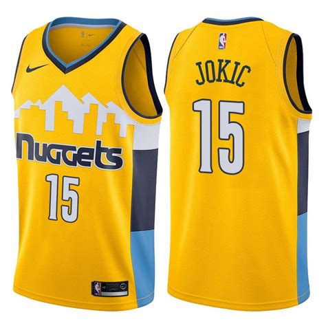 Men's Denver Nuggets #15 Nikola Jokic Basketball Jersey Yellow City Edition