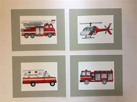 Fire Truck Decor Fire Truck Wall Art Prints for Fireman Theme - Etsy