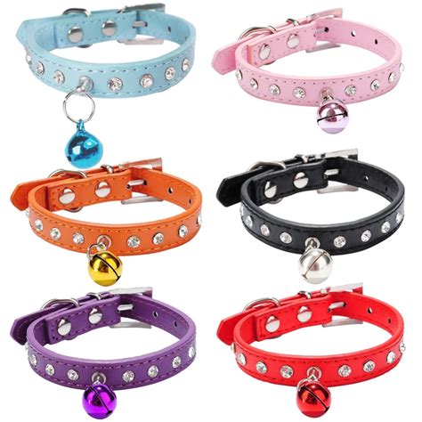 Adjustable Diamond PU Cat Collar Elastic Buckle Collars for Pet Cat Kitten Small Animals Collar ...