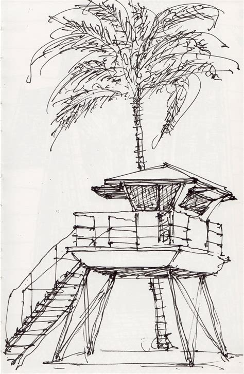 Lifeguard Tower in Hanalei, Hawaii | Scribble drawings, Hawaiian art ...