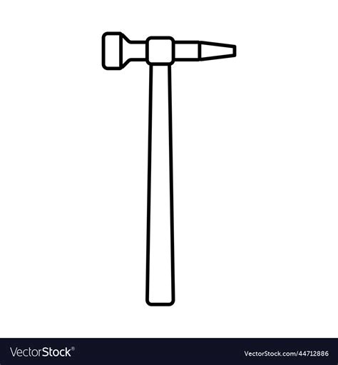 Straight peen hammer tool line icon Royalty Free Vector