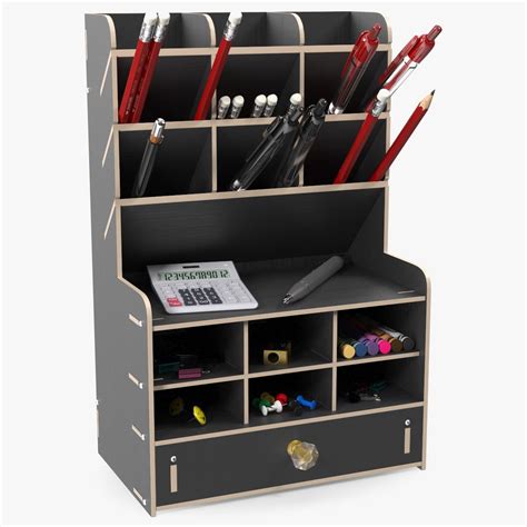 Office Stationery Organizer with Supplies 3D Model $69 - .3ds .blend ...