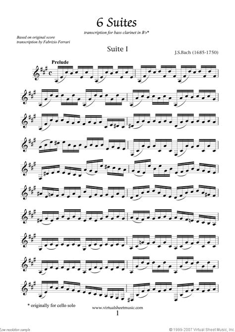 Bass clarinet Suites sheet music (PDF-interactive)