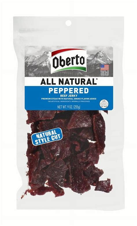 Oberto All Natural Style Cut Peppered Beef Jerky, 9 Oz. - Walmart.com