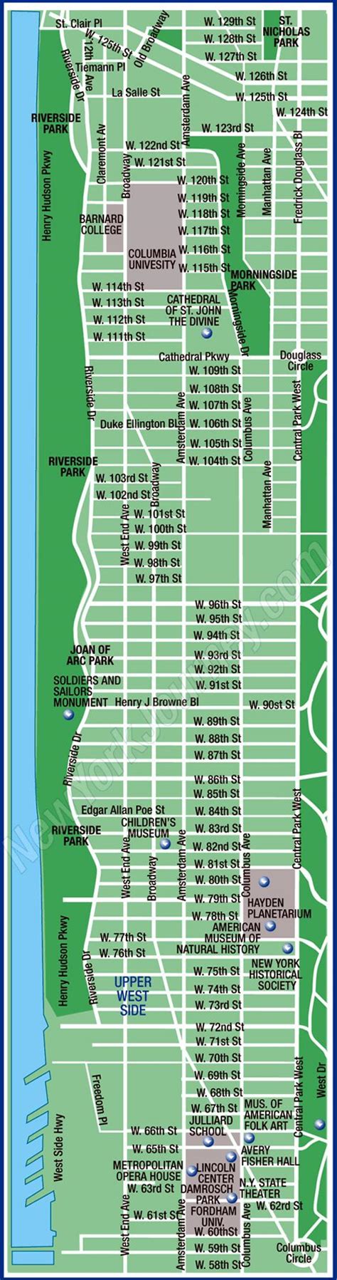 Map of upper Manhattan - Upper Manhattan map (New York - USA)