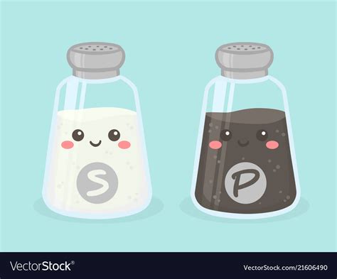 Cute salt and pepper shaker bottle cartoon Vector Image