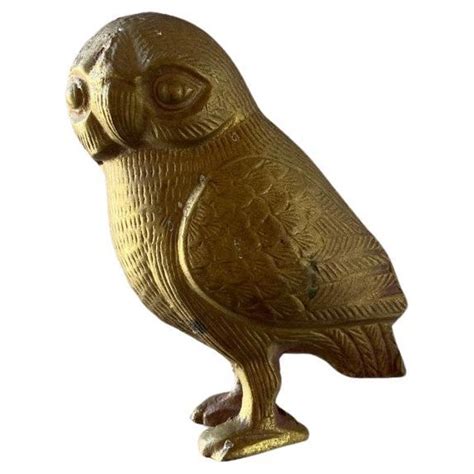 Rare Midcentury Brass Owl of Athena Sculpture For Sale at 1stDibs