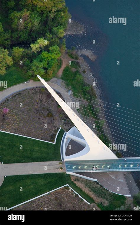 Aerial view of the Sundial Bridge, Redding, California Stock Photo - Alamy