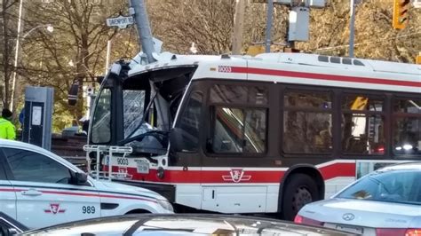 Multiple injuries reported after TTC bus slams into hydro pole, police say | CBC News