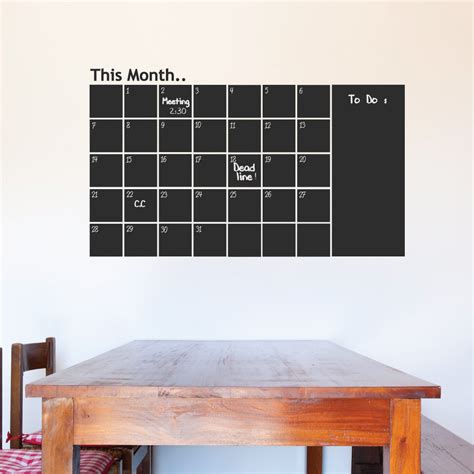 Chalkboard Calendar Wall Sticker Vinyl | Wallboss Wall Stickers | Wall ...