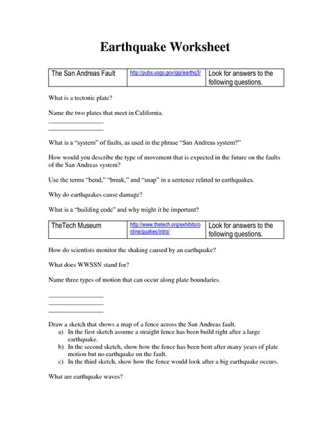 14 Best Images of Causes Of Earthquakes Worksheet - Printable Earthquake Worksheets, Free ...