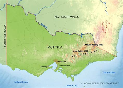 Physical map of Victoria, Australia