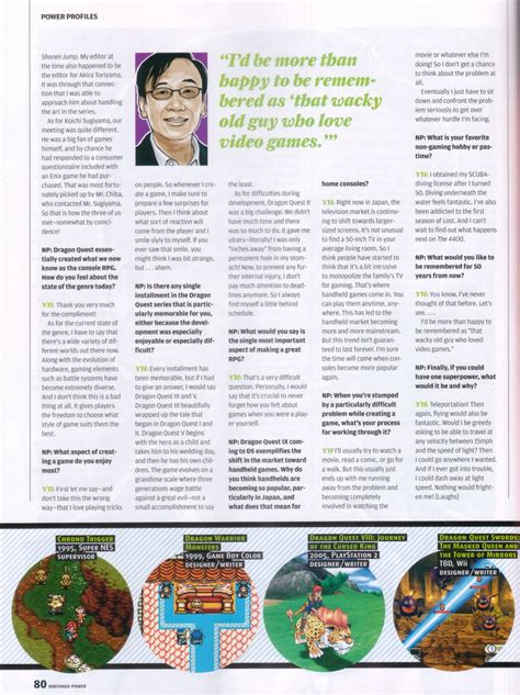 Yuji Horii Interview from Nintendo Power Nov 2007 - Announcements - Dragon's Den - A Dragon ...