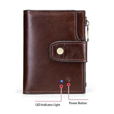 genuine leather bluetooth smart wallet anti lost locator finder gps tracker device men purse ...