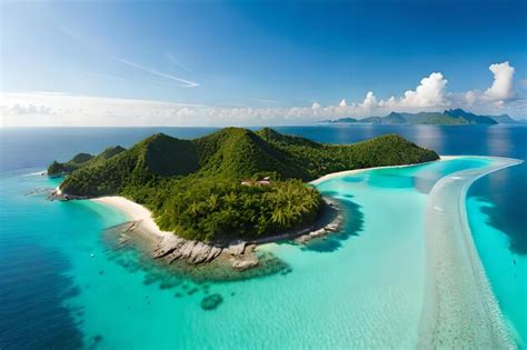 Premium AI Image | aerial view of a tropical island with a beach and a small island with a beach ...