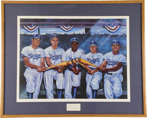 Dodgers Legends Signed Lithograph with Jackie Robinson