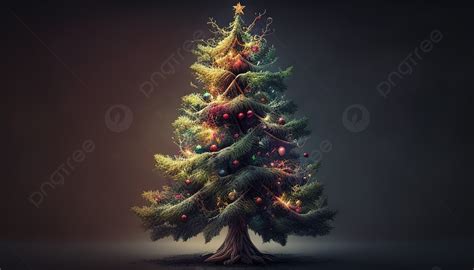 Christmas Tree Placed On A Dark Background, Picture Of A Christmas Tree ...