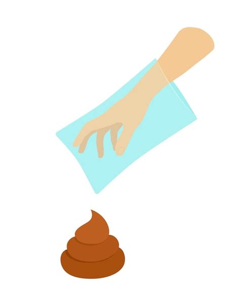 Premium Vector | Hand in packet or poop bag is taking poop Poo Flat cartoon vector