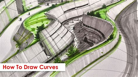 How to Draw Curves in Architecture | Curved Surfaces in perspective | drawing curve - YouTube