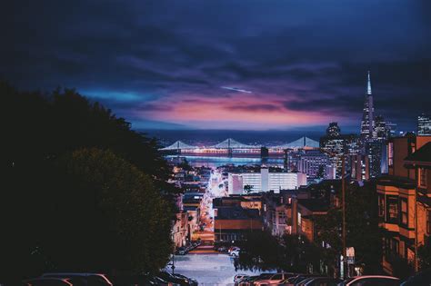 wallpaper san francisco, usa, buildings, sky, bridge, night HD : Widescreen : High Definition ...