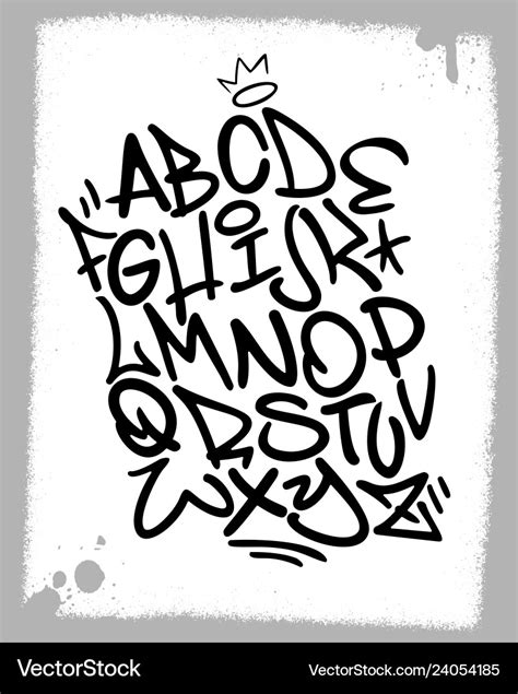 Handwritten graffiti font alphabet artistic hip Vector Image