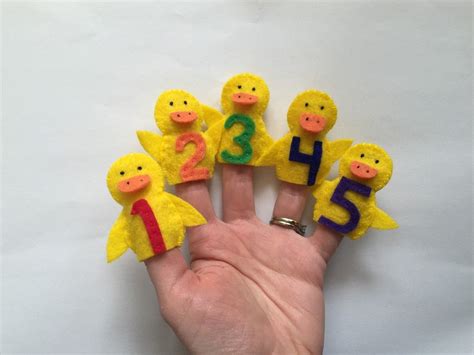 5 Five Little Ducks Felt Finger Puppets FREE SHIPPING