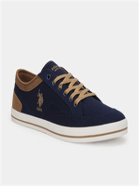 Buy U S Polo Assn Men Navy Blue & Brown Colourblocked Sneakers - Casual ...