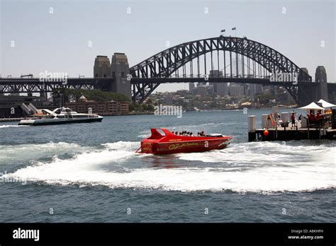 Harbour Bridge cruise Catamaran and Oz Jet Boating boat in Sydney New South Wales NSW Australia ...