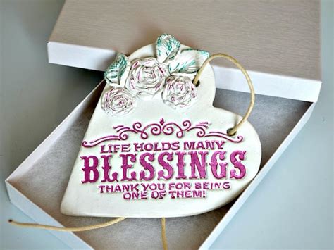 Religious thank you gift Blessing quote clay heart plaque