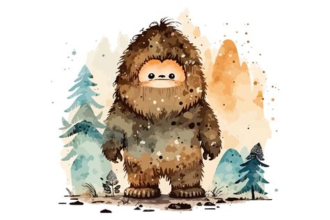 Watercolor Bigfoot Vector Illustration Graphic by BreakingDots · Creative Fabrica