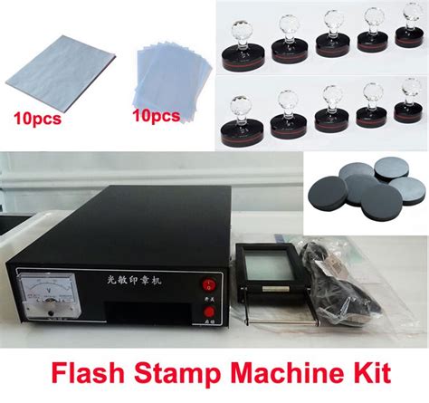 220V Photosensitive Portrait Flash Stamp Machine Kit Self-inking Stamping Making Seal 10Pcs ...