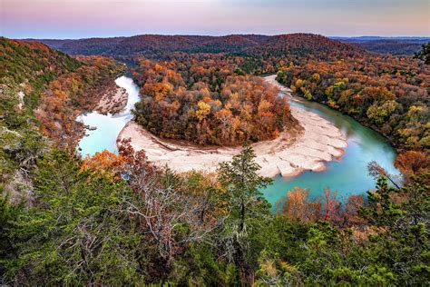 Arkansas Red Bluff Overlook And Buffalo National River At Dusk Photograph by Gregory Ballos ...