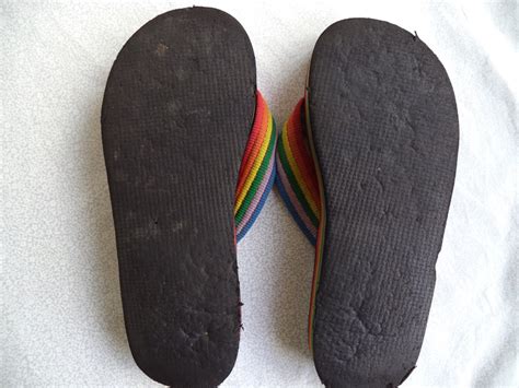 Rainbow flip flops/ vintage 80's rainbow flip flops/