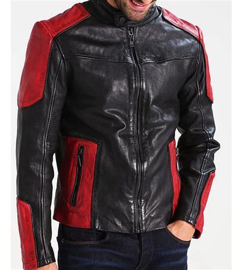 Biker New Fashion Black and Red Leather Jacket Mens - Jackets Masters