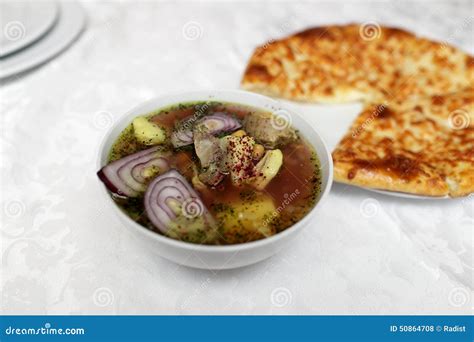 Piti soup and khachapuri stock photo. Image of cooked - 50864708