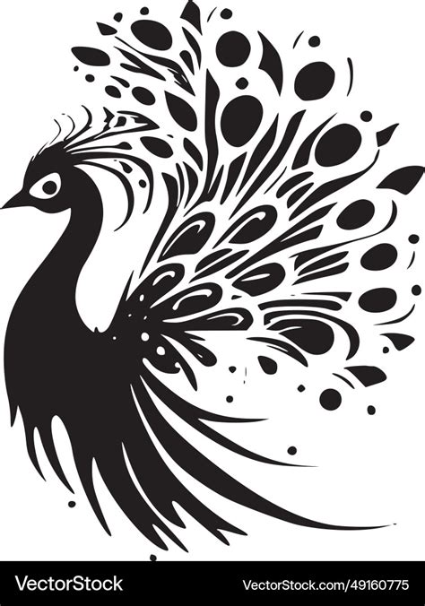 Peacock - black and white isolated icon Royalty Free Vector