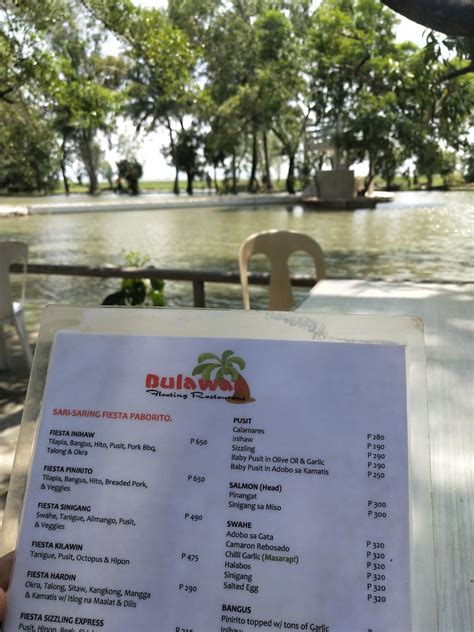 Menu at Bulawan Floating Restaurant, Pililla