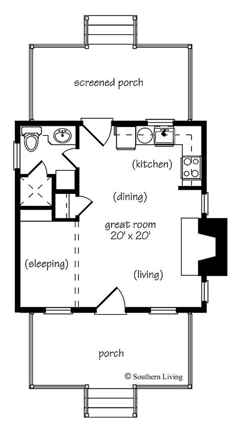 One Bedroom Cottage House Plans | Small floor plans, Tiny house floor ...