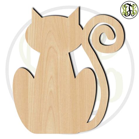 Halloween Cat - 160005- Cutout, unfinished, wood cutout, wood craft, laser cut shape, wood cut ...