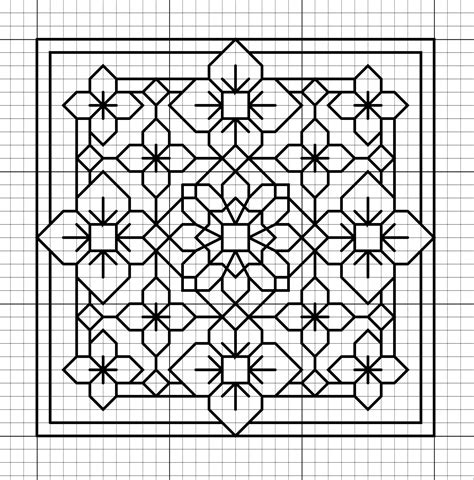 blackwork flower pattern | Blackwork patterns, Blackwork cross stitch ...