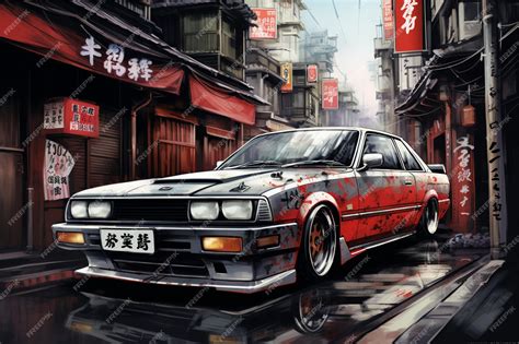 Premium AI Image | car tuning Bosozoku graffiti poster